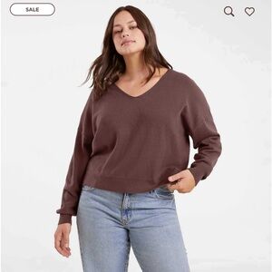 Nuuds Luxe Knit V-Neck Sweater - Coffee - L & XL